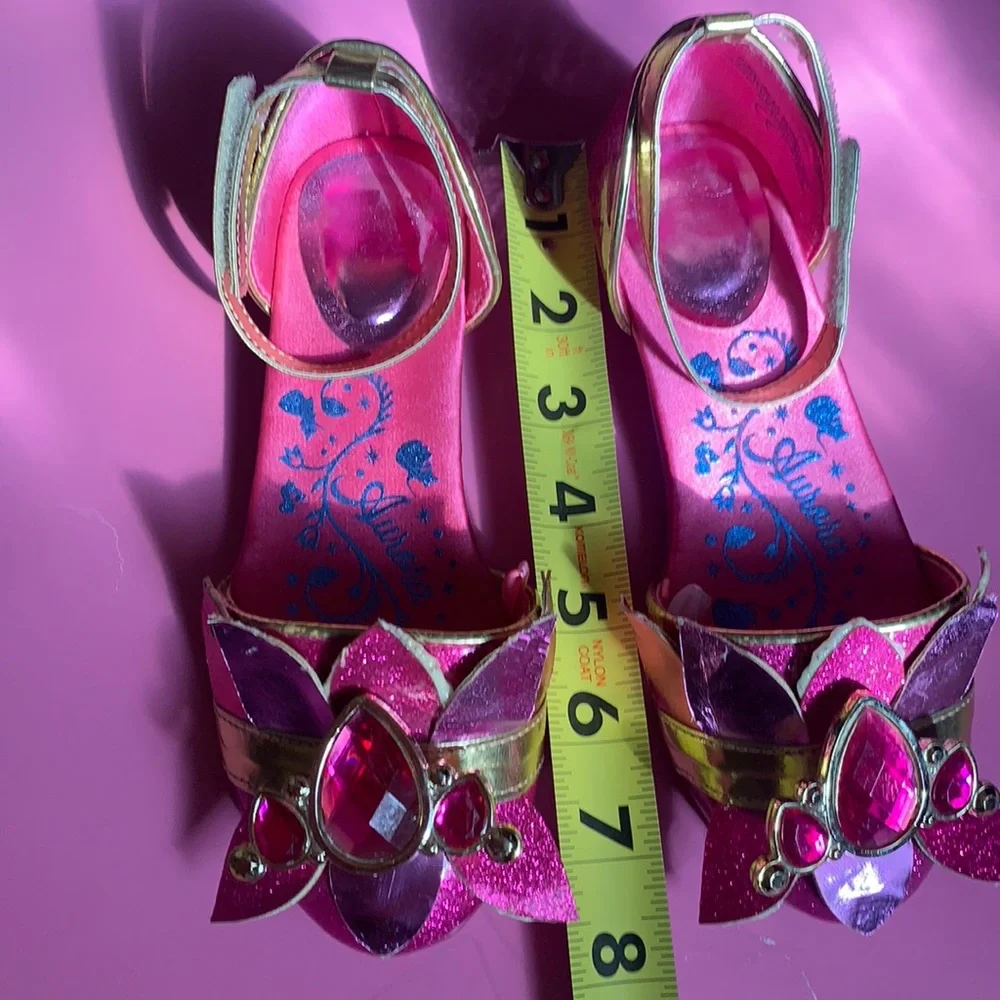 GIRL’S DISNEY PRINCESS AURORA SLEEPING BEAUTY PINK SHOES HALLOWEEN COSTUME 12T